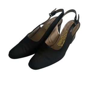 Salvatore Ferragamo Black Slingback Heels